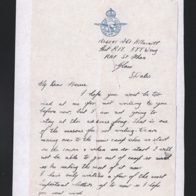 Letter from Ken Barnett to Bessie